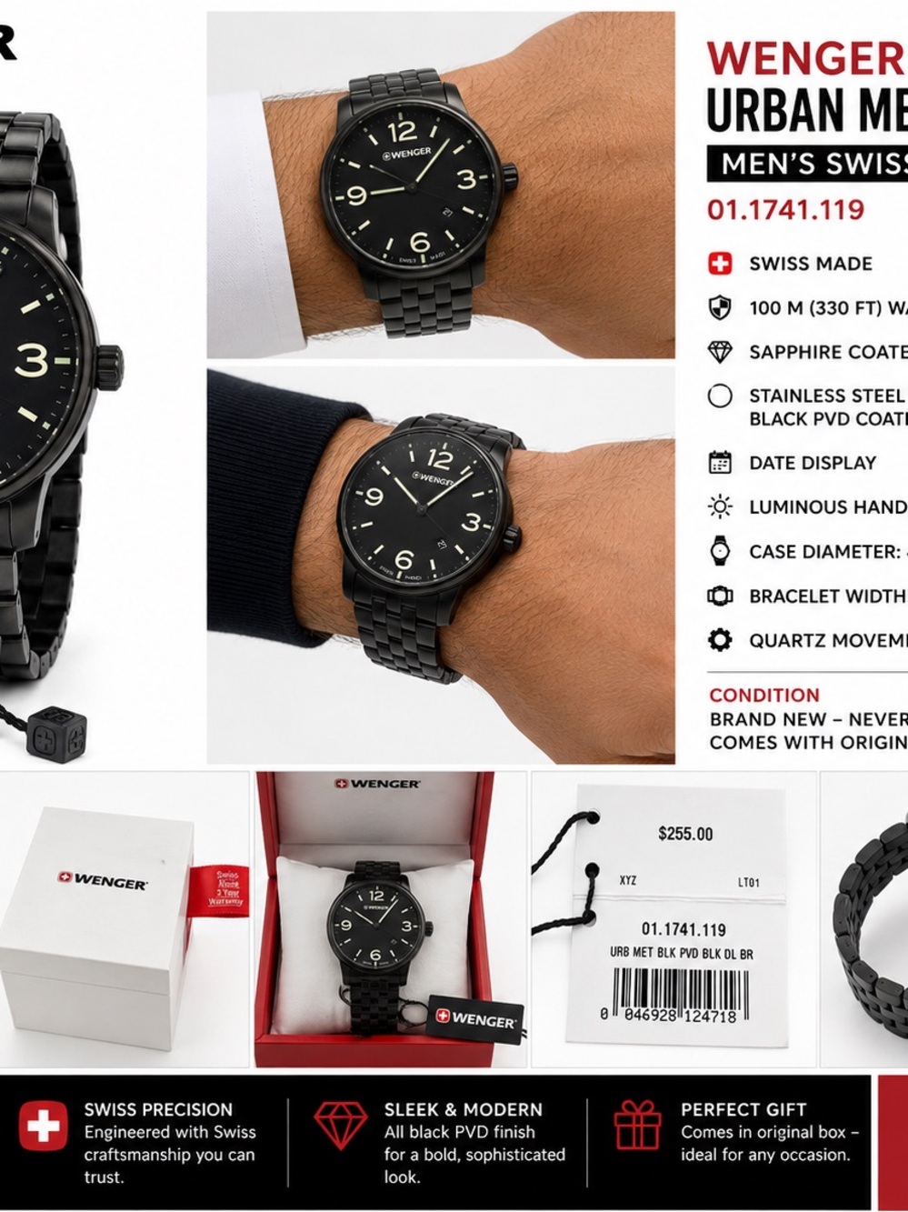 Wenger Urban Metropolitan Men's Black PVD Watch